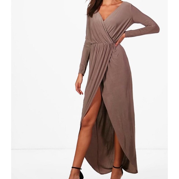 boohoo slinky wrap dress